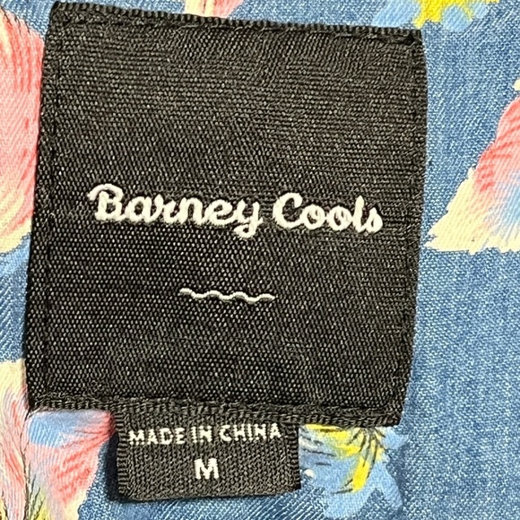 Barney Cools Feather Print Short Sleeve Shirt - Blue - Size M - Picture 2 of 8